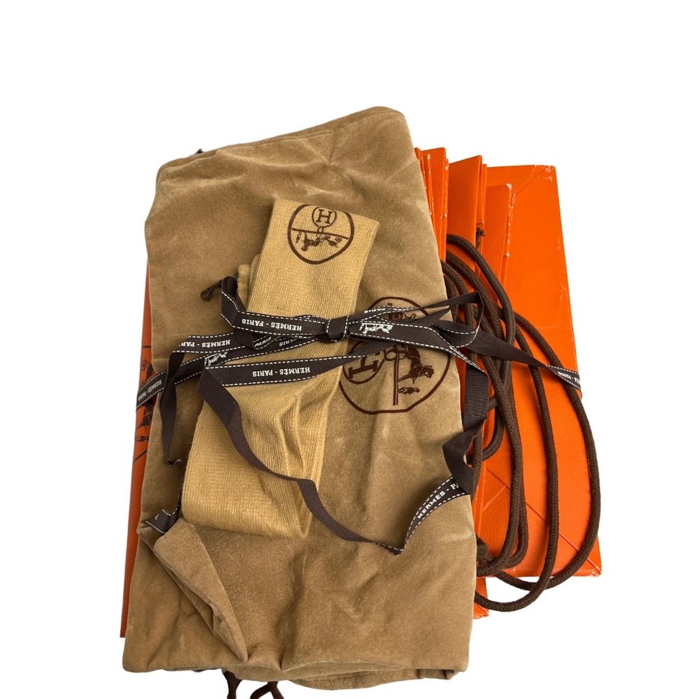 Hermes 5 Paper Shopping Bags and 3 Velvet Dust Bags Medium Empty